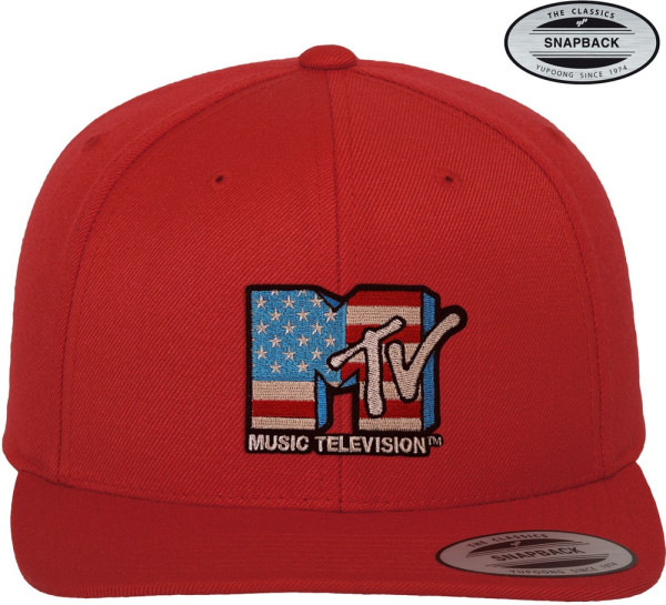 MTV American Flag Premium Snapback Cap Red