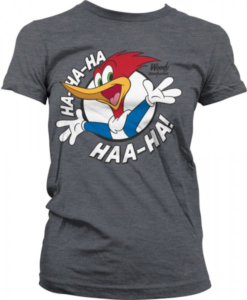 Woody Woodpecker HaHaHa Girly Tee Damen T-Shirt Dark-Heather