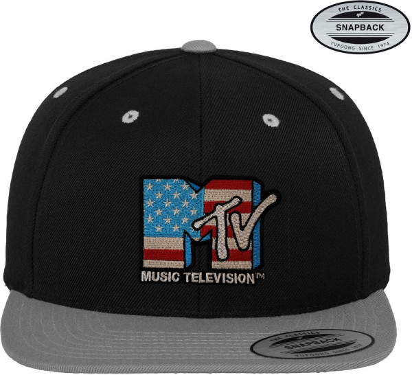 MTV American Flag Premium Snapback Cap Black-Dark-Grey