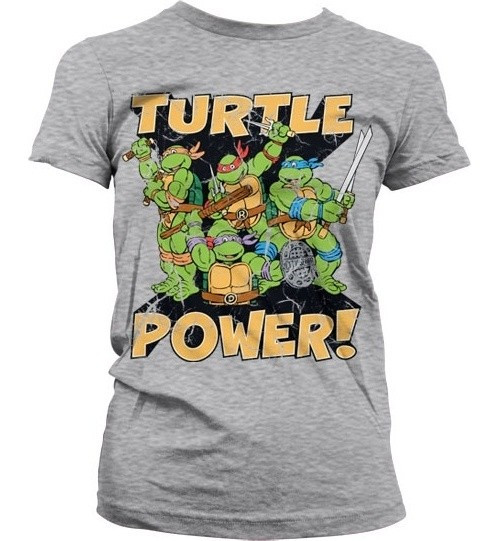 Teenage Mutant Ninja Turtles TMNT Turtle Power! Girly T-Shirt Damen Heather-Grey