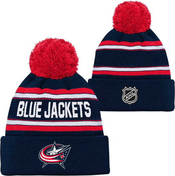 Outerstuff Mütze Kinder Mütze WORDARK JACQUARD CUFF POM COLUMBUS BLUE JACKETS 159171