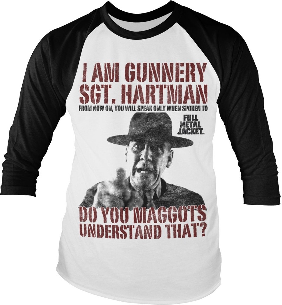 Full Metal Jacket Hartman Baseball Longsleeve Tee White-Black