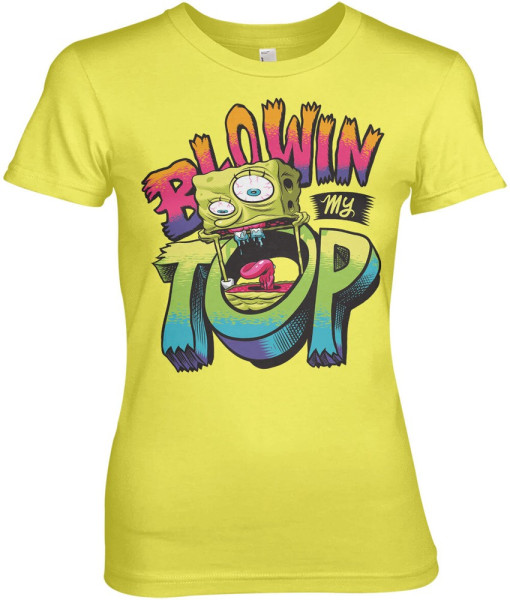 Spongebob Blowin My Top Girly Tee Damen T-Shirt Yellow