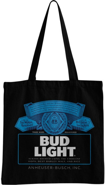 Budweiser Bud Light Label Logo Tote Bag Tragetasche Black