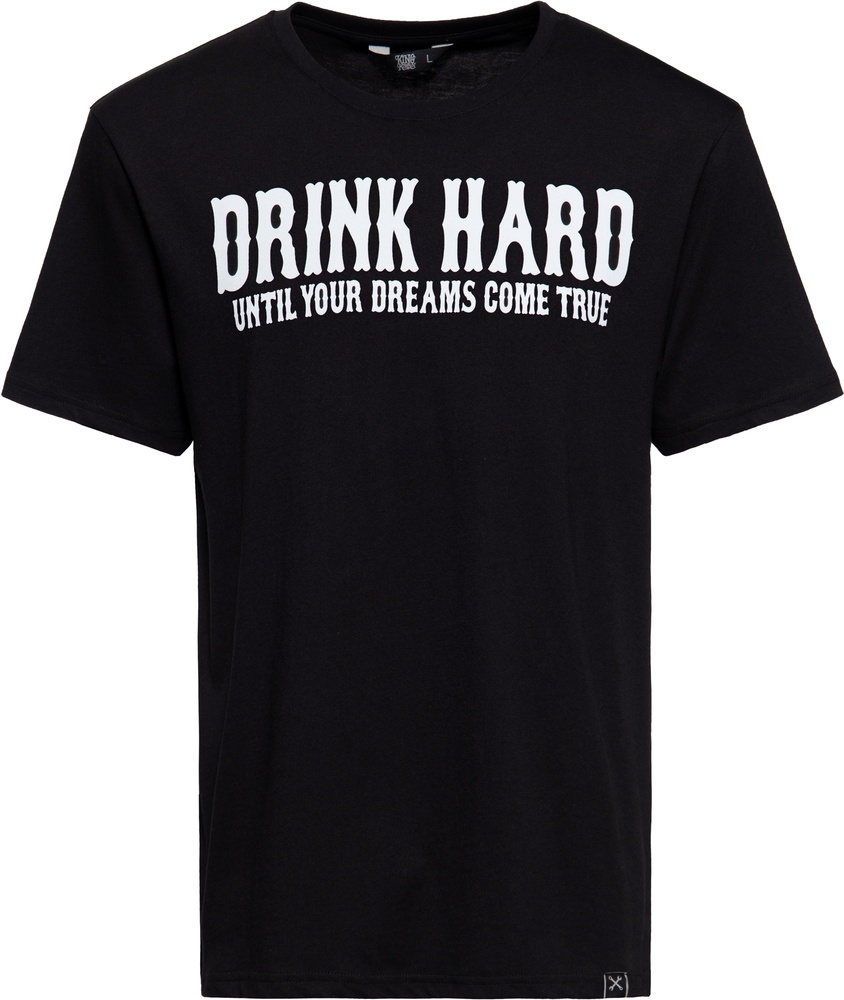 King Kerosin T-Shirt Contrast Seam "Drink Hard" KKU41057 - Herren / Unisex