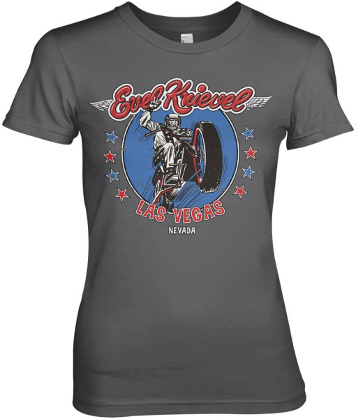 Evel Knievel In Las Vegas Girly Tee Damen T-Shirt Dark-Grey