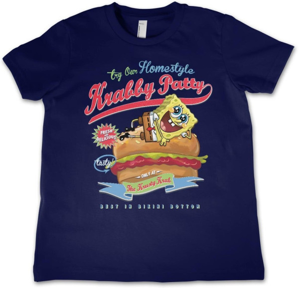 Spongebob Homestyle Krabby Patty Kids T-Shirt Navy