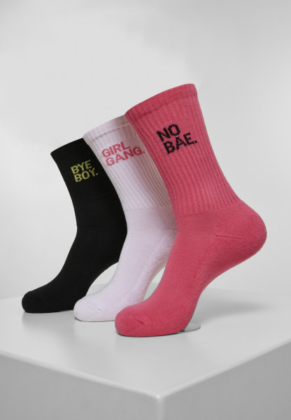 Mister Tee Socks Girl Gang Socks 3-Pack Pink/White/Black