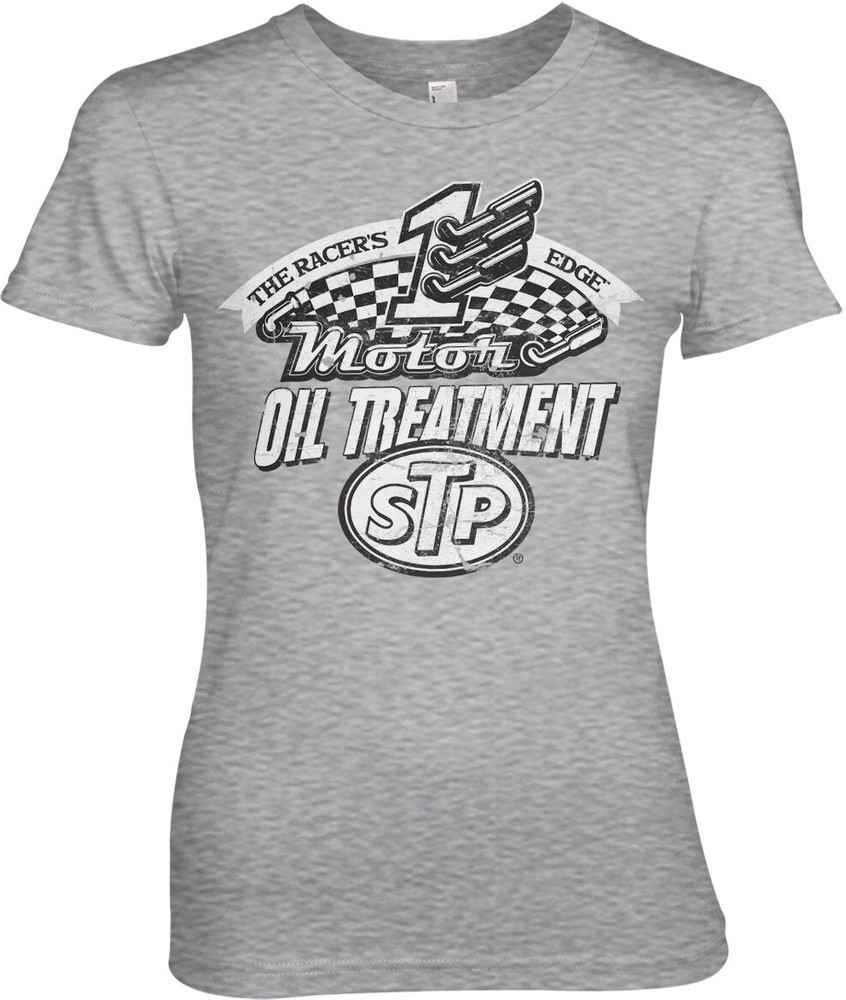 STP Oil Treatment Distressed Girly Tee Damen T-Shirt Heather-Grau - Damen