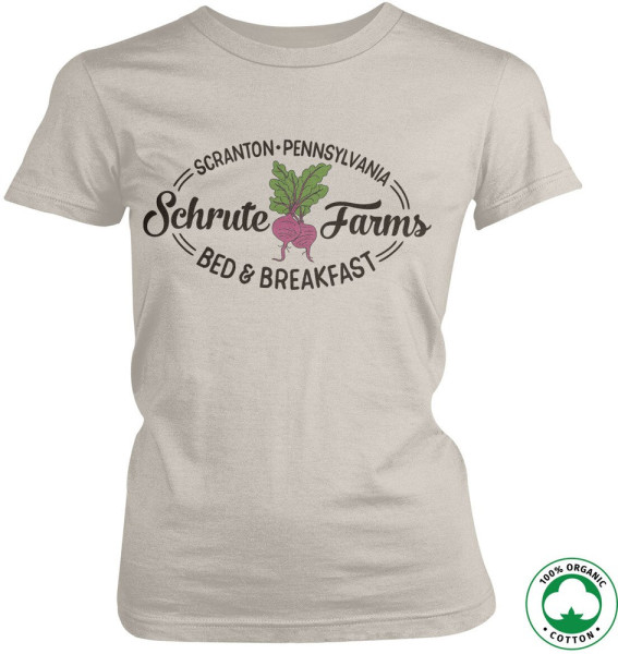 The Office Schrute Farms Bed & Breakfast Organic Girly Tee Damen T-Shirt Off-White