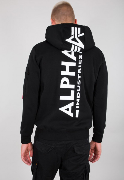 Alpha Industries Hoodie Back Print Zip Black
