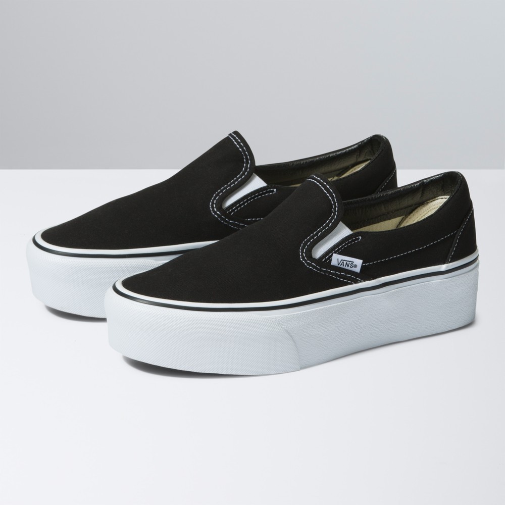 Vans Unisex Lifestyle Classic FTW Sneaker Ua Classic Slip-On Stackform Canvas Schwarz/True Weiß - Herren / Unisex