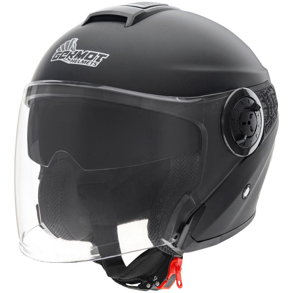 Germot Motorrad Helm GM 660 Jethelm mit integriertem Sonnenvisier matt Black