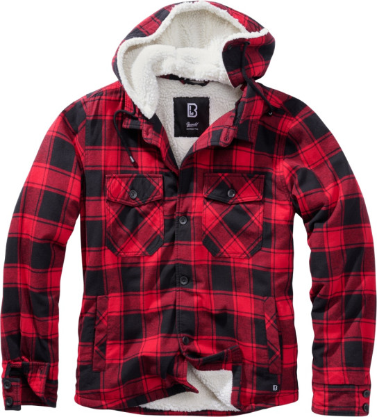 Brandit Jacke Lumberjacket hooded in Red/Black