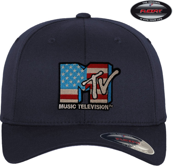 MTV American Flag Flexfit Cap Navy
