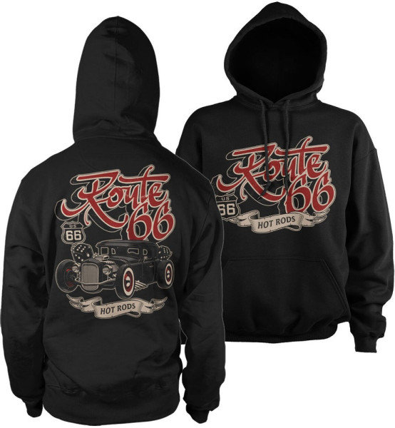 Route 66 Us 66 Hot Rods Hoodie Black