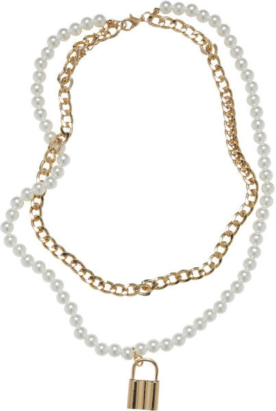 Urban Classics Halskette Padlock Pearl Layering Necklace