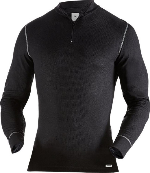 Fristads Longsleeve Zipper-T-Shirt Langarm 789 OF Schwarz