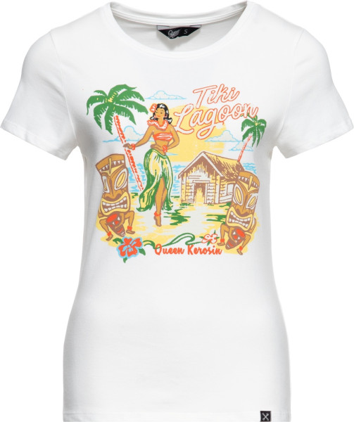Queen Kerosin Damen Basic T-Shirt "Tiki Lagoon" QKU41012