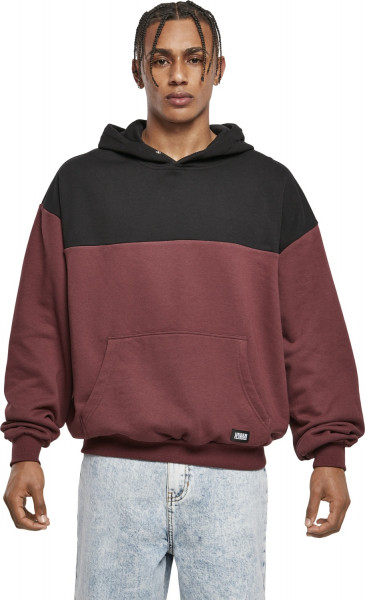 Urban Classics Sweatshirt Upper Block Hoody Cherry/Blk