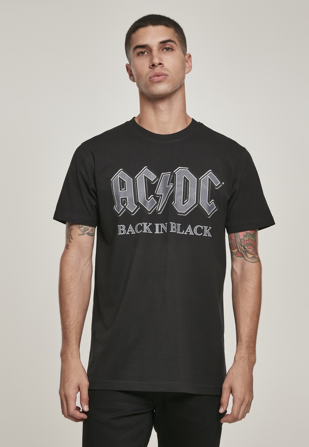 Merchcode T-Shirt ACDC Back In Schwarz Tee Schwarz - Herren / Unisex