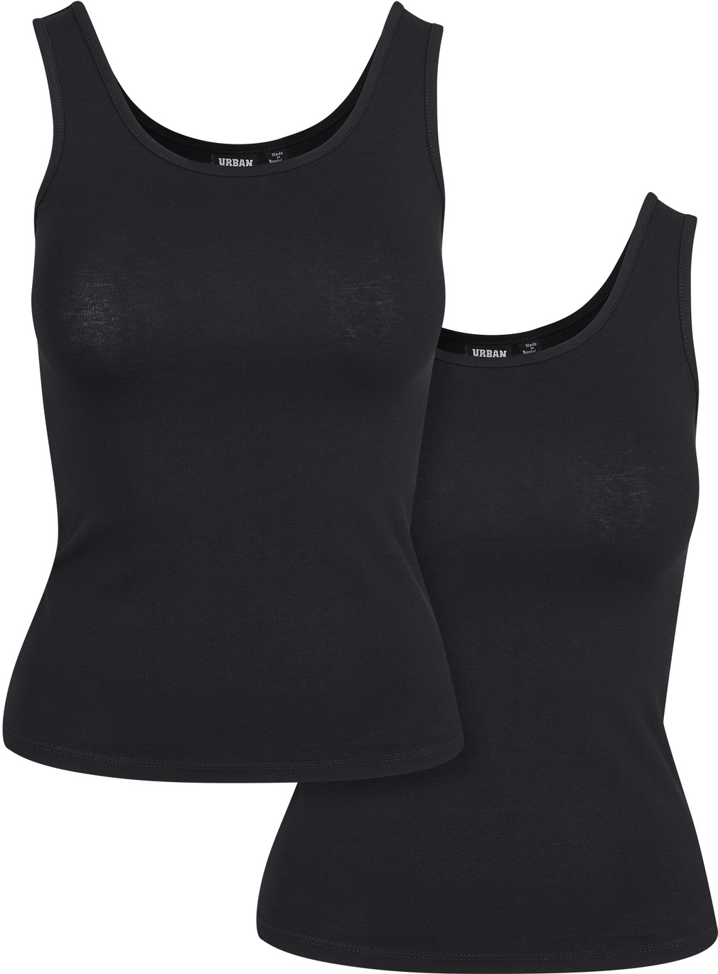 Urban Classics Damen Shirt Ladies 2-Pack Basic Stretch Top Schwarz - Damen