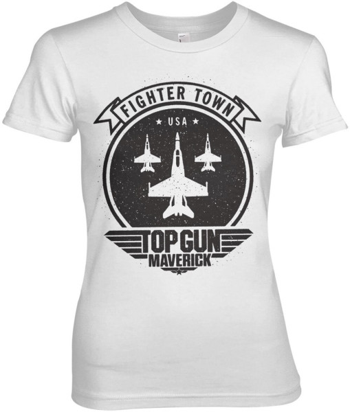 Top Gun Maverick Fighter Town Girly Tee Damen T-Shirt White