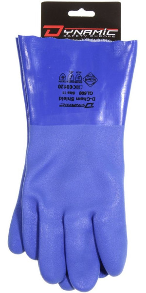 Edge - Dynamic Safety Arbeitshandschuhe Baumwolle-Schutzhandschuh mit PVC-Beschichtung, Chemikalienschutz - Blisterverpackung (GL500.BL) D-Chem Shield Blister