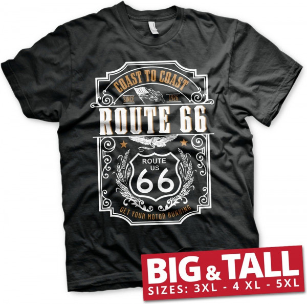 Route 66 Coast To Coast Big & Tall T-Shirt Black