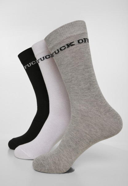 Mister Tee Socks Fuck Off Socks 3-Pack Black/Grey/White