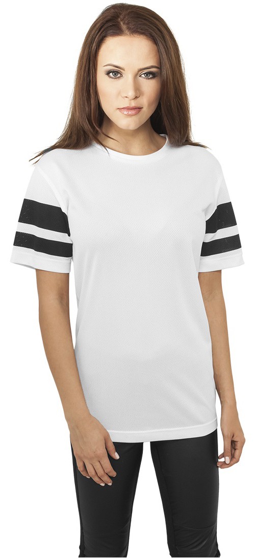 Urban Classics T-Shirt Donna Stripe Mesh Tee - Cotone Elasticizzato, Maniche A Contrasto, Girocollo, Casual