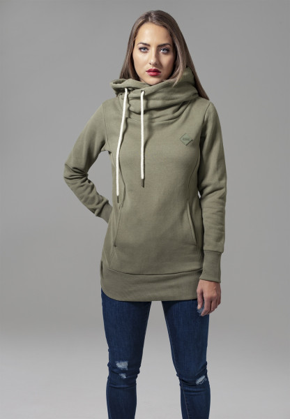 Urban Classics Women Hoodie Ladies Long Logopatch Hoody Olive