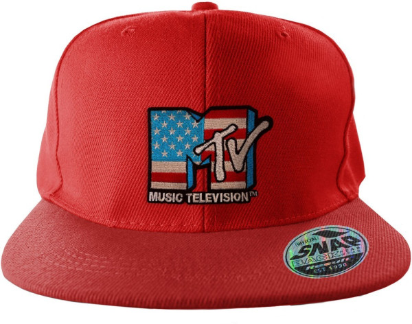 Mtv American Flag Standard Snapback Cap Red