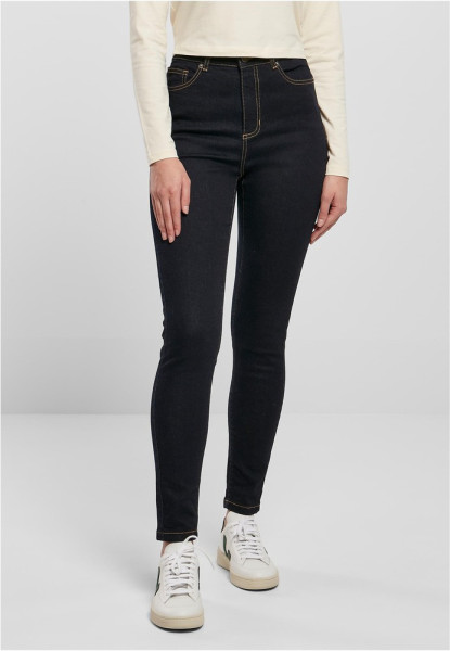 Urban Classics Damen Hose Ladies Organic High Waist Skinny Jeans Darkblue Raw