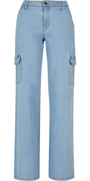 Urban Classics Damen Hose Ladies High Waist Straight Denim Cargo Pants