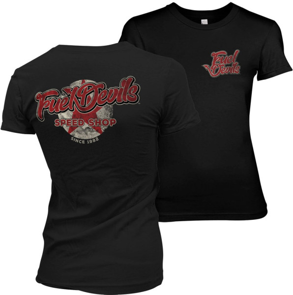 Fuel Devils Rust Logo Girly Tee Damen T-Shirt Black