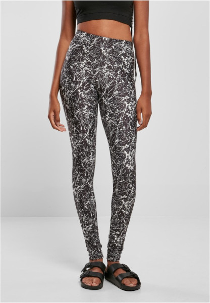 Urban Classics Damen Ladies Soft Aop Leggings Blackpaint