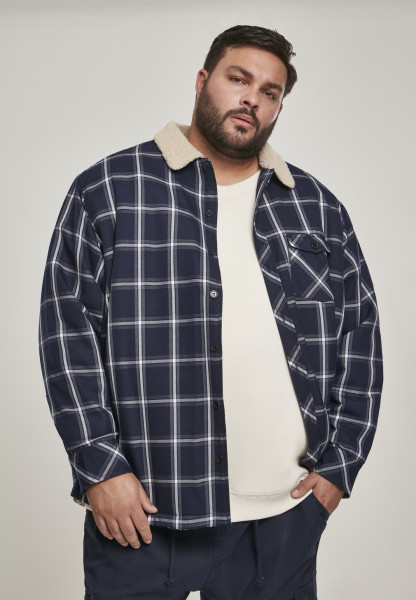 Urban Classics Winterjacke Sherpa Lined Shirt Jacket Navy/White