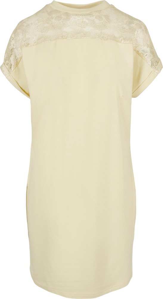 Urban Classics Damen Ladies Lace Tee Dress Softyellow - Damen