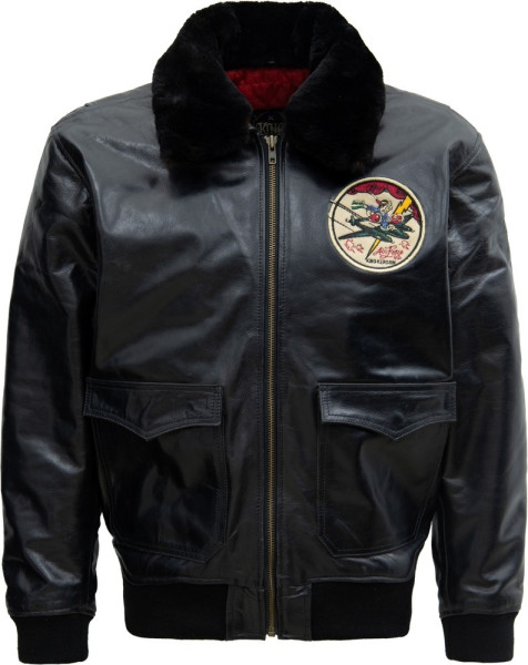 King Kerosin Air Force 42 Leder Aviator Jacke Schwarz