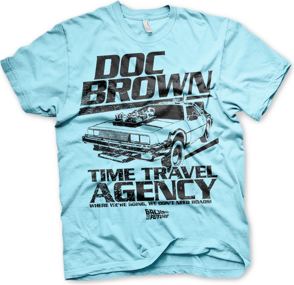 Back to the Future Doc Braun Time Travel Agency T-Shirt Skyblue - Herren / Unisex