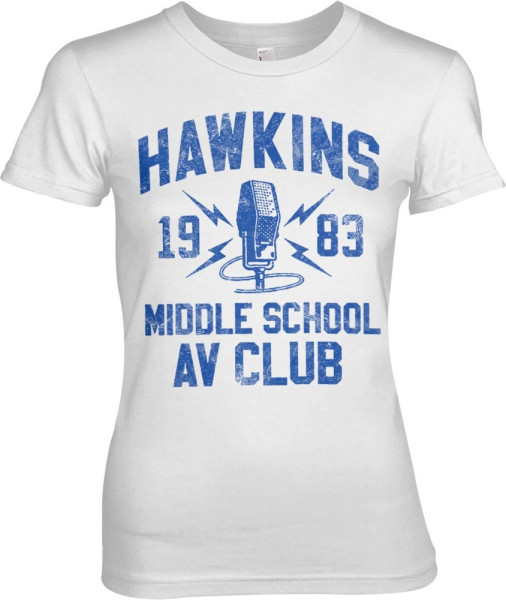 Stranger Things Hawkins 1983 Middle School AV Club Girly Tee Damen T-Shirt White