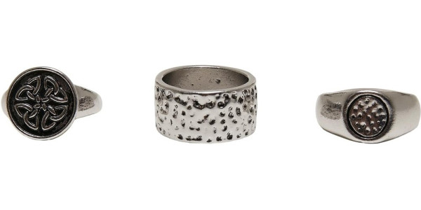Urban Classics Universal Schmuck Skull Ring 3-Pack Silver