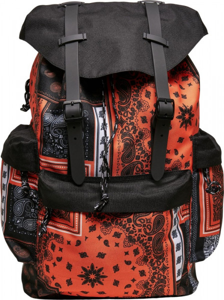 Urban Classics Bandana Patchwork Print Backpack Black/Orange