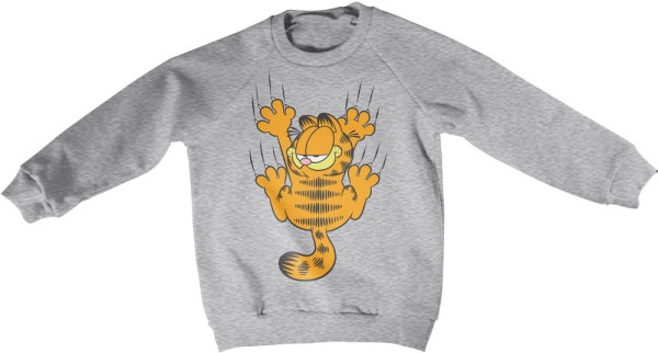 Garfield Hanging On Kids Sweatshirt Kinder Heather-Grey