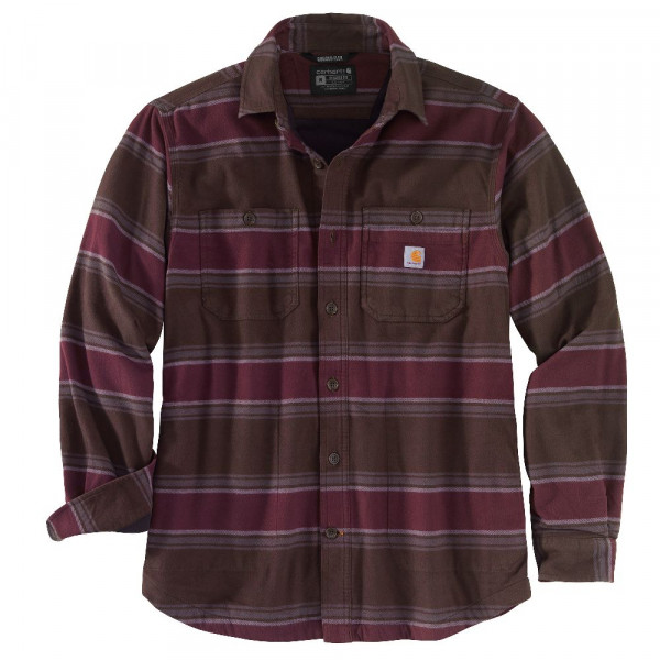 Carhartt Hemdjacke Hamilton Fleece Lined Shirt Dark Brown Stripe