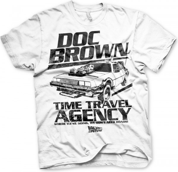 Back to the Future Doc Brown Time Travel Agency T-Shirt White