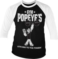Popeye Strong To The Finish Baseball 3/4 Sleeve Tee T-Shirt White-Black Popeye Strong To The Finish Baseball 3/4 Sleeve Tee T-Shirt White-Black