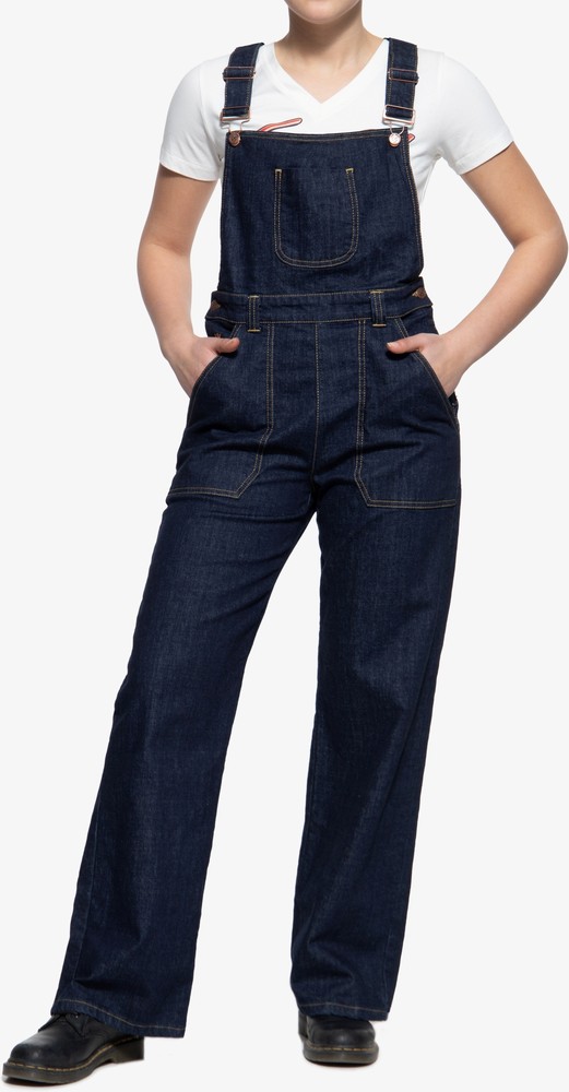 Queen Kerosin Damen Denim Marlene Latzhose Denim - Damen
