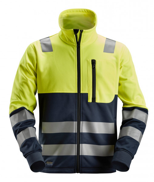 Snickers AllroundWork Hi-Vis Arbeitsjacke m. Reißverschluss, Kl. 2, EN 20471 HV-Gelb-Navy